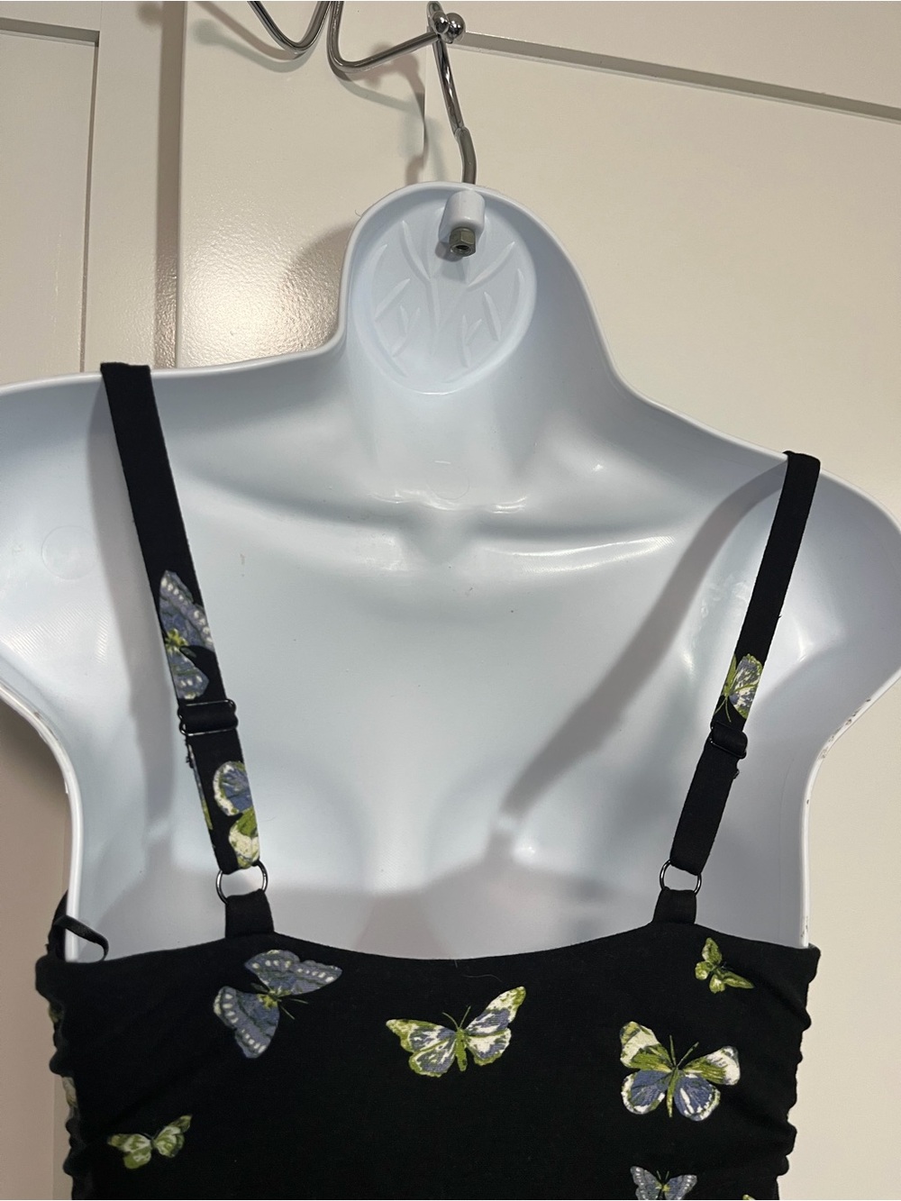 Urban Outfitters Black Mini Dress Butterfly Print Size Small Skater Whimsygoth - Picture 6 of 8